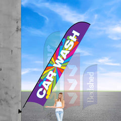 Double-sided feather flags for clear event visibility