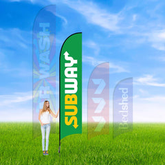 Custom feather banners for franchise advertisings