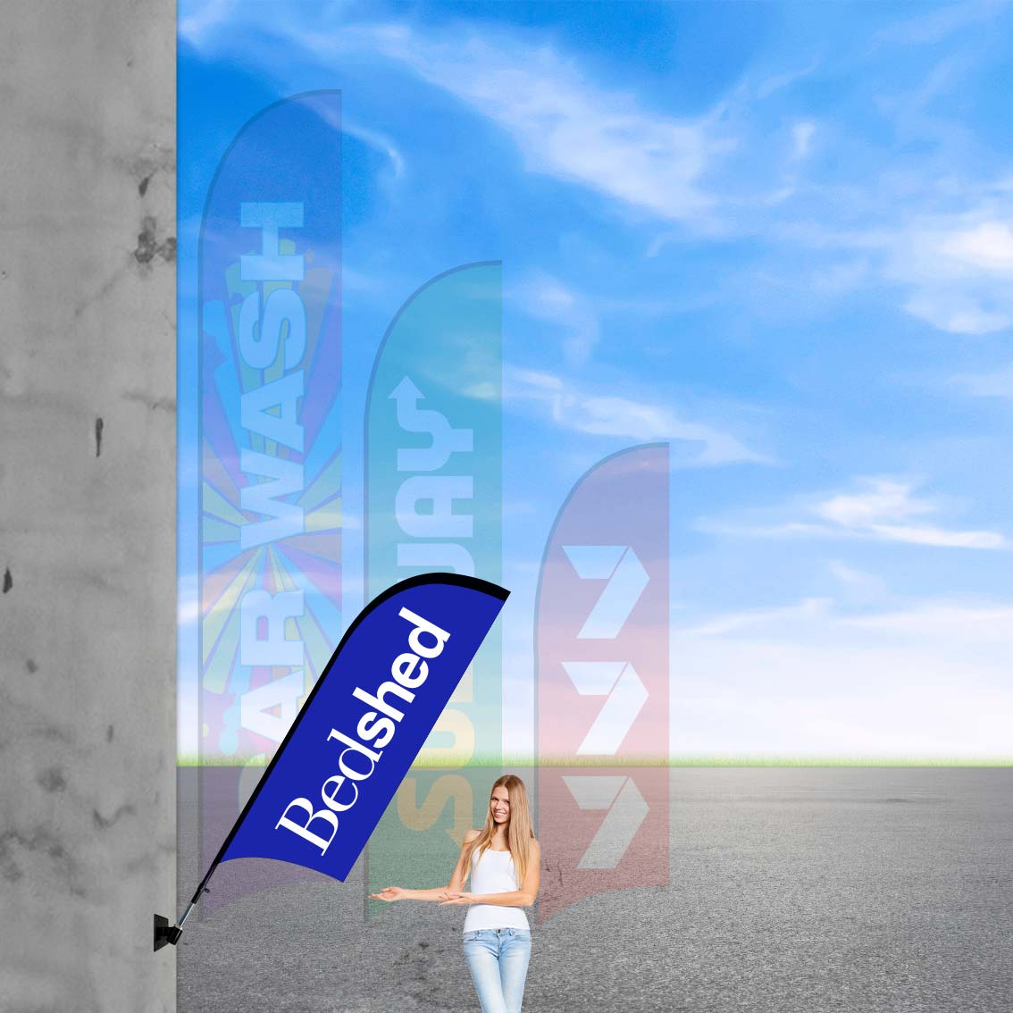 Custom printed feather banners for corporate events in Australia