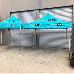 branded marquees on display